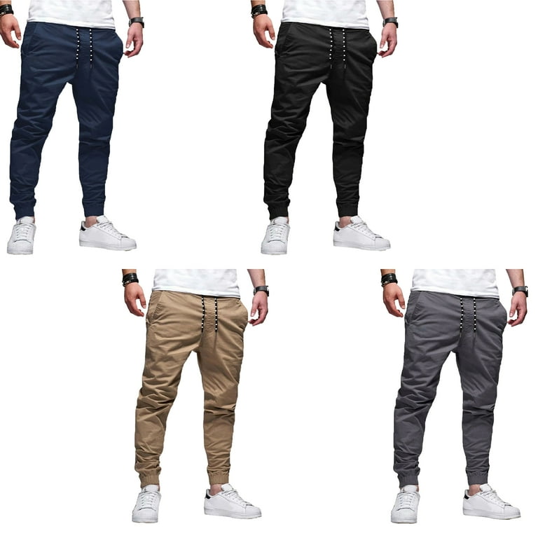 1 Pack Men's Chino Joggers Pant Slim Fit Casual Trousers with Elastic  Waistband and Drawstring Closure, Stretch Twill 