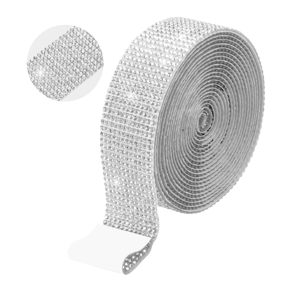 Rhinestone Ribbon 10.6" x 3 Yard Self-Adhesive Crystal Rhinestone Strips Glitters Bedazzling Strip (Silver)