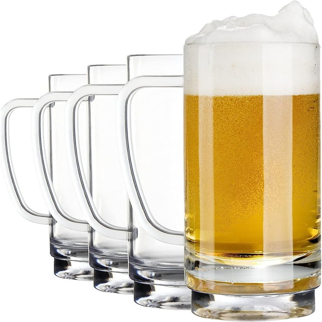 Lot de 4 Verres à Bière de 16 Onces, Tasses à Bière en Plastique Réutilisables