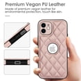 thumbnail image 2 of Compatible WIth iPhone 12 Phone Case with Logo Window,Trendy Diamond-checkered Pattern PU Leather Soft TPU Ultra Slim Anti-fall Shockproof Protective Back Cover Phone Case,Rosegold, 2 of 7