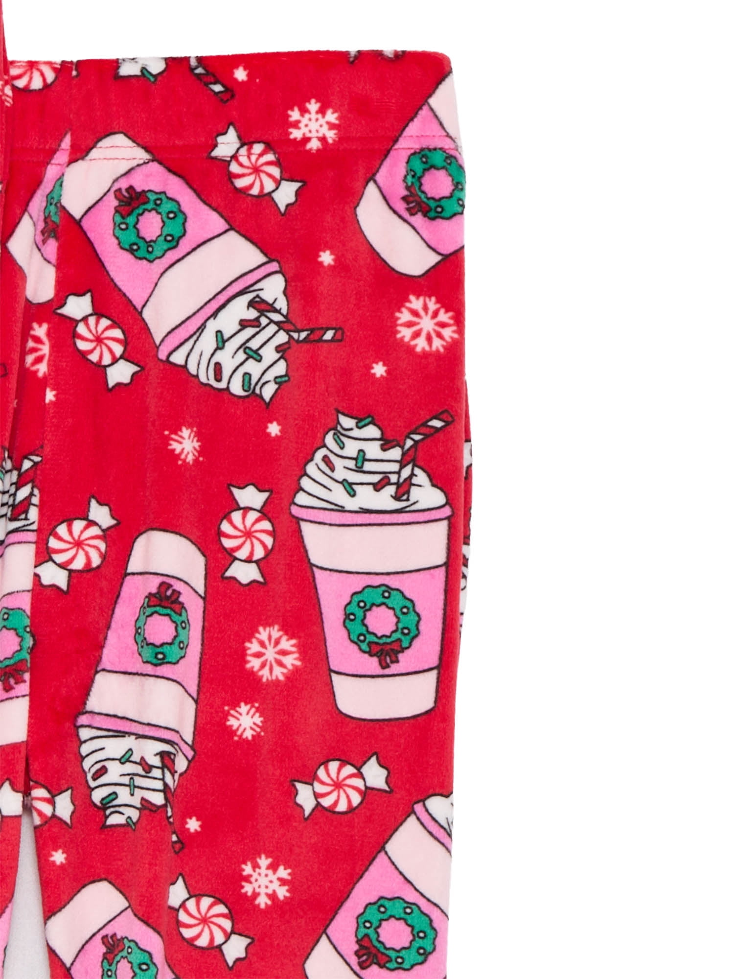 Wonder Nation Girls Christmas Long Sleeve Top and Pants Tight Fit Sleep Set, 2-Piece, Sizes 4-10