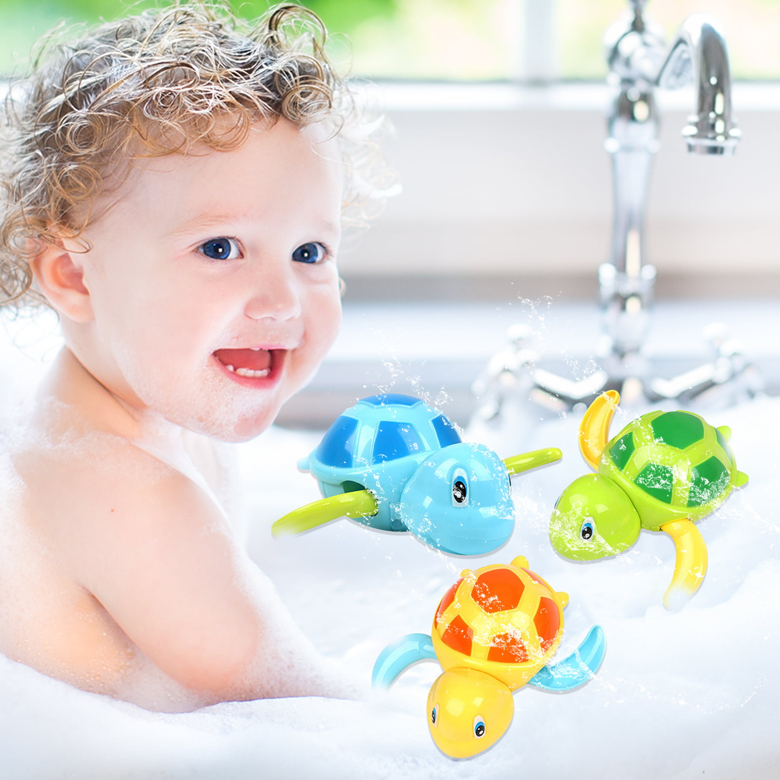5 Bathtime Linking Turtles Baby Bathtime 5 Piece Fun Play Water Stackable Colour