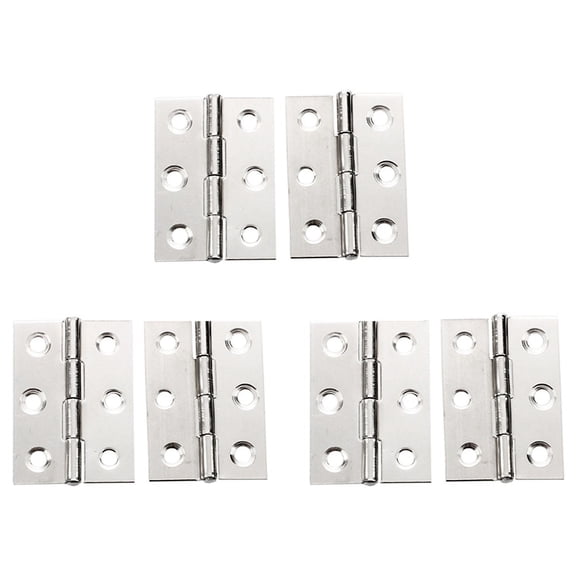 6Pcs Stainless Steel 2 Inch 4.4X3.1cm Cabinet Door Hinges Hardware