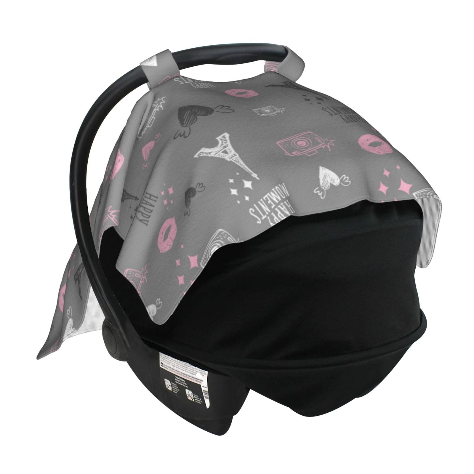 Car Seat Cover Baby - Eiffel Tower Vibrant Breathable Infant Car Seat Cover for Baby Carseat, Lightweight Comfort Baby Essentials Must Haves Newborn Stuff for Girl Boy