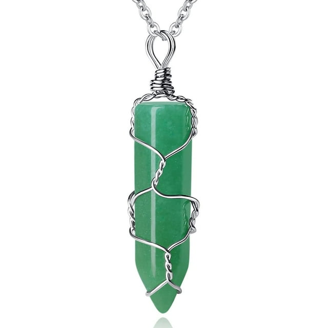 Collar de cristal, joyería de cristal curativo, espíritu espiritual, piedra preciosa de cuarzo natural, collar de paquete de hilo puntiagudo hexagonal