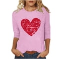 thumbnail image 1 of RXMEKW Haut à Manches 3/4, T-Shirt Ample à Manches Trois-Quarts et Col Rond Imprimé Cœur pour Femmes, 1 of 5