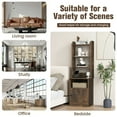 thumbnail image 4 of Spaco Bedside Tables Tall Nightstands with 5 Open Shelf and Cabinet-Rustic Brown, Tall Bookshelf, Shelves for Living Room, Home Office, Bedroom, Balcony, 4 of 7