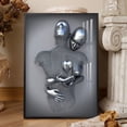 thumbnail image 4 of Escultura de estatua de figura de metal de alambre de acero abstracto, pintura en lienzo para pareja, pintura colgante, base de pintura de impresión a chorro de alta definición, 4 of 5
