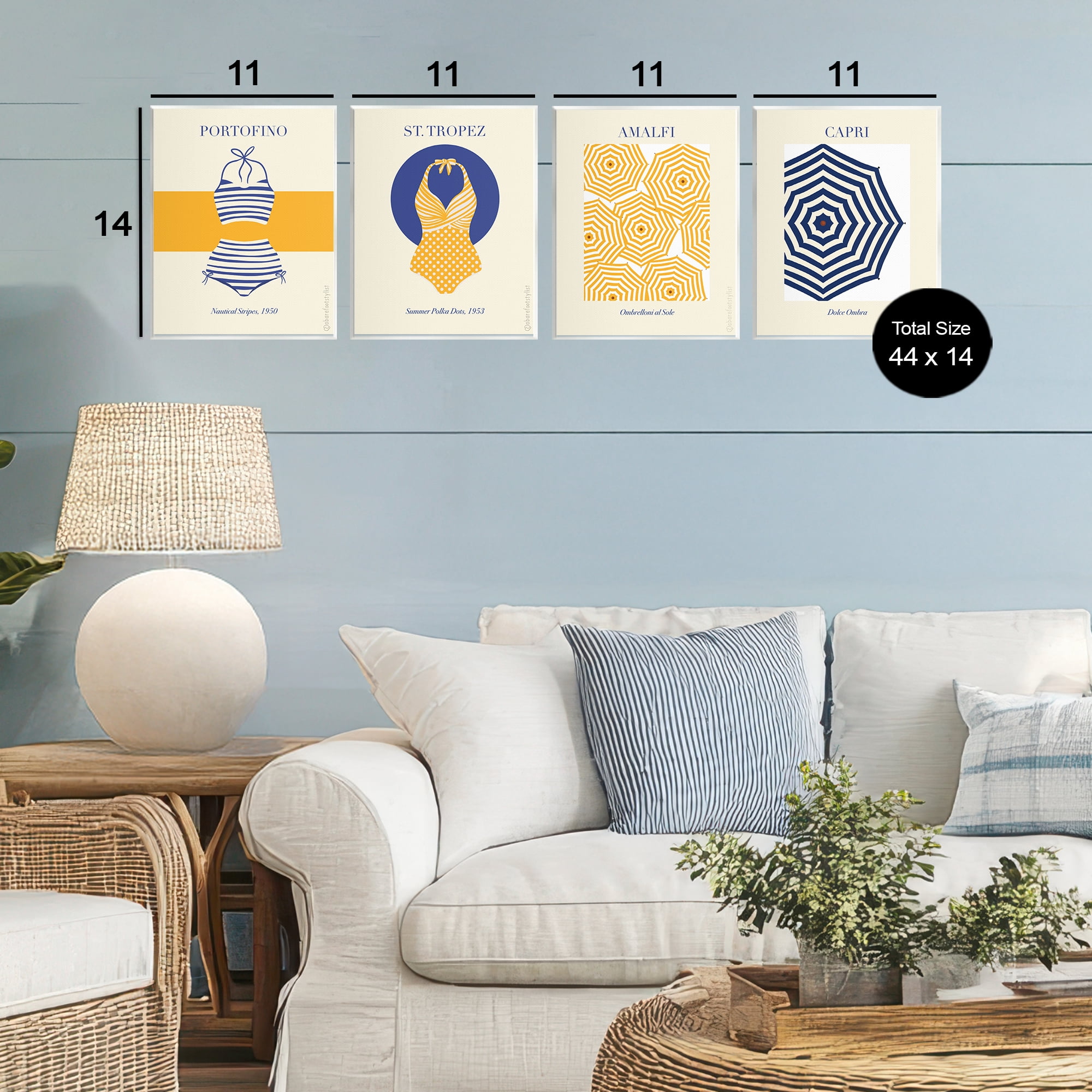Stupell Industries Retro Beach Vacation Elements 4 Piece Wall Plaque Art Set, design by A Barefoot Stylist