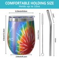 thumbnail image 5 of 12oz Stemless Wine Tumblers Colorful Tie Dye Pattern Vacuum Insulated Stainless Steel Travel Tumbler Cups Mug with Lid and Straw for Champaign,Cocktail,Beer with Cleaning Brush, 5 of 5