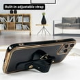 thumbnail image 5 of Designed for iPhone 11 Pro Max Case with Wrist Strap Loop Luxury Love Heart Plating Gold Bumper Phone Cover Wristband Kickstand Full Body Protective Slim Case for Women-Black, 5 of 6