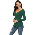 thumbnail image 4 of Women Long Sleeve Crew Neck/Scoop Neck Rayon Slim Fit Stretchy Layer T Shirts Tops, 4 of 5