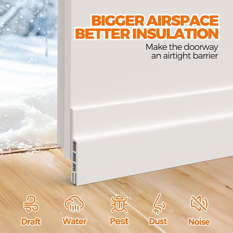 Holikme 2 Pack Door Draft Stopper – Under Door Weather Stripping, Noise & Draft Blocker, Strong Adhesive, White