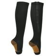 thumbnail image 2 of Zippered Compression Socks, Portable Compression Socks Nylon Washable  For Home Travel For Women Black Splicing,Skin Color Splicing, 2 of 8