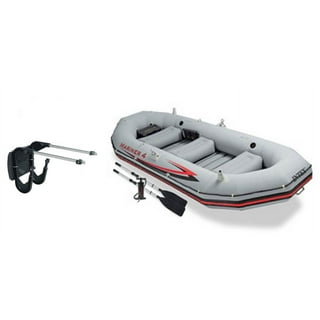 Intex 5 Person Fishing Boat Set w/2 Oars & Eight Speed Trolling Motor 