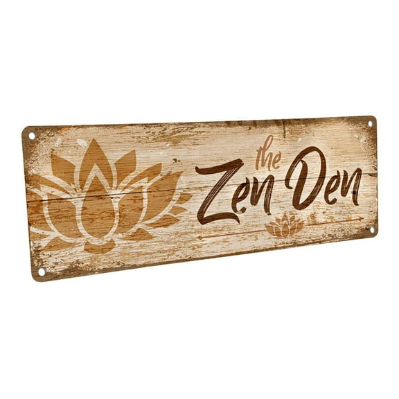 The Zen Den Lotus 4"x12" Metal Sign, Wall Décor for Inspirational