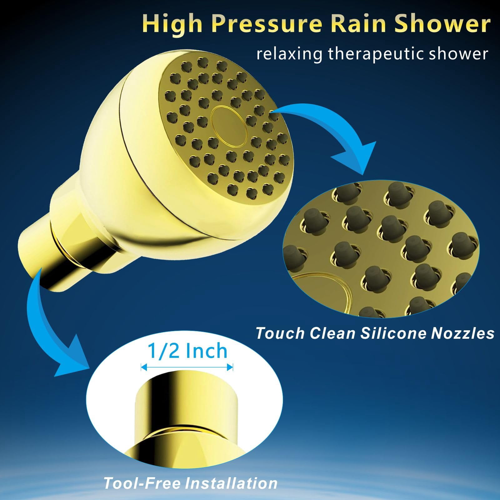 High Pressure Shower Head - Powerful Bathroom Pressure Boosting Showerhead - Perfect Universal Replacement for Rain Shower Heads