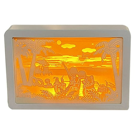 

Zeceouar Decorations For Home/Party Paper Carving Lamp 3D Light And Shadow Small Table Lamp Creative Shadow Painting Stereo Decoration Paper Cut Light Box Festive Romantic Atmosphere Lights