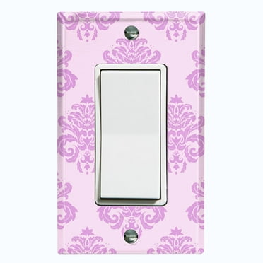 Metal Light Switch Plate Cover Damask Pink DAM004