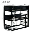 thumbnail image 5 of Bellemave Rubber Wood Triple Bunk Bed Twin over Twin over Twin Bunk Bed Frame with Fence-shaped Guardrails and Ladders Detachable Bunk Bed Convertible 3 Bunk Bed for Teens, Black, 5 of 11