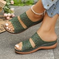 thumbnail image 5 of Slides for Women Summer Women's Slide Sandals Slippers Plus Size Carving Wedge Heel, Green-37, 5 of 5