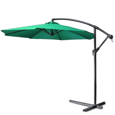 Inexpensive Outside Patio Ideas 10 ft Patio Umbrella Offset Hanging Folding Sun Shade Cantilever w/ Cross Base Crank & Canopy Cover for Deck Pool Beach Outdoor Outside Table Market Garden Backyard & Furniture (Green) ()