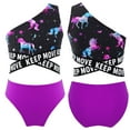 thumbnail image 7 of Alvivi Nimiya Girl's Bikini Set Swimsuit One Shoulder Two Piece Swimwear Hawaiian Summer Bathing Suits Purple Horse 8, 7 of 7