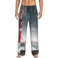 thumbnail image 2 of Lsque 3d Lighthouse in the Surf Print Men's Pajama Pants, Lounge Pant - Comfortable Home Wear,Elastic Waistband, Stylish Design-Small, 2 of 9