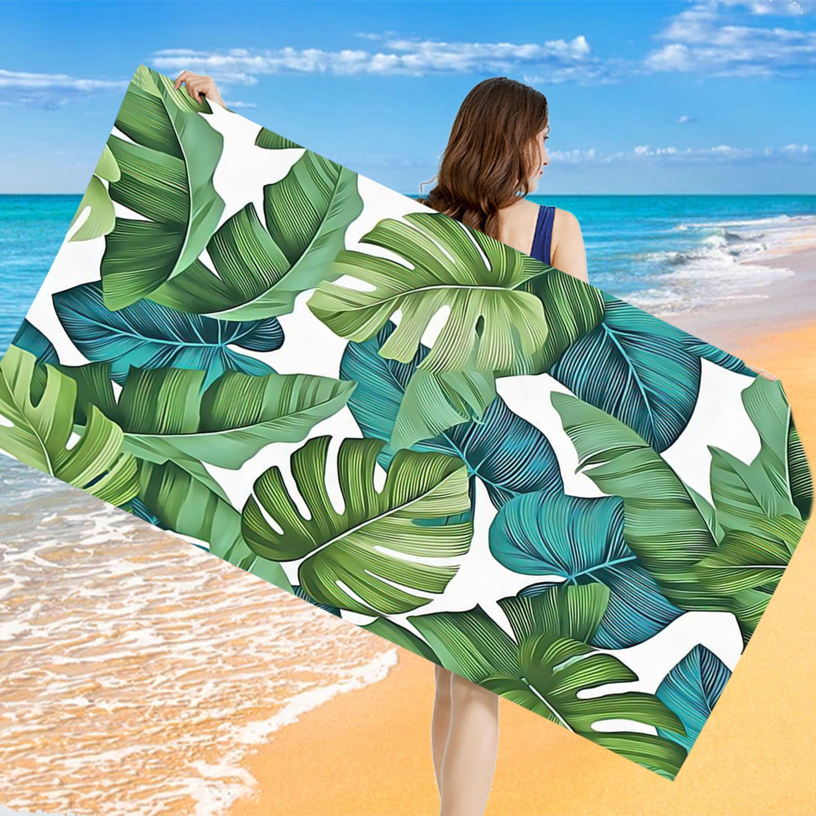 Aueoeo Beach Towel Oversized,Super Absorbent Sand Free Thick Microfiber