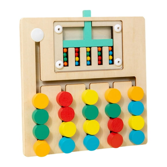 Milaget Color Matching Slide Puzzle Toy Travel Toy Wooden Toy Early Educational for Kids 5 Colors