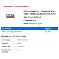thumbnail image 2 of Oil Pan Gasket Set - Compatible with 2003 - 2009 Dodge Ram 3500 5.7L V8 2004 2005 2006 2007 2008, 2 of 2