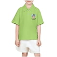 thumbnail image 1 of Luvoko Big Boys Pique Polo,Solid Color Cartoon Characters Print Quick Dry Short Sleeve Golf Shirt for Big Boys Boys Summer Tops Breathable(Light Green,8-9 Years), 1 of 5