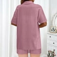 thumbnail image 4 of vigerkar Linen Short Sets for Women Short Sleeve Top Shorts 2 Piece Summer Beach Vacation Outfits Lounge Tracksuits (Pink, XXL), 4 of 5