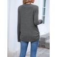 thumbnail image 4 of Womens Sweaters Long Sleeve Shirts Fall Fashion Trendy Tops Ruched Outfits Winter Clothing Dark Gray M, 4 of 9