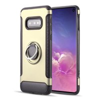 Samsung Galaxy S10e, S10 E Phone Case Hybrid Armor Kickstand Heavy Duty Shockproof Hard PC Case Cover Magnetic Ring Holder Stand Finger Loop Grip Mount GOLD for Samsung Galaxy S10 E /S10e (5.8")