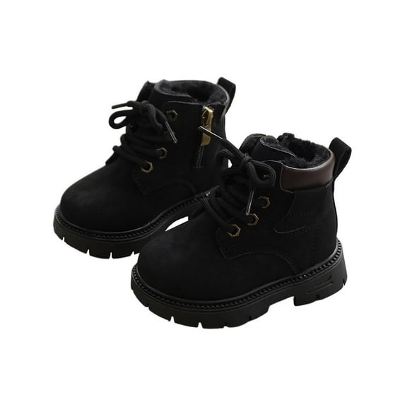 Black Kids Snow Boots Featuring Warm Lining And Soft Leather For Winter Activities And School Use