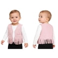 thumbnail image 7 of SiiRoh Fringe Vest Baby Faux Suede Open-Front Vintage Tassel Vest Coat Hippie Western Cowboy Cowgirl Pink 6-12M, 7 of 7