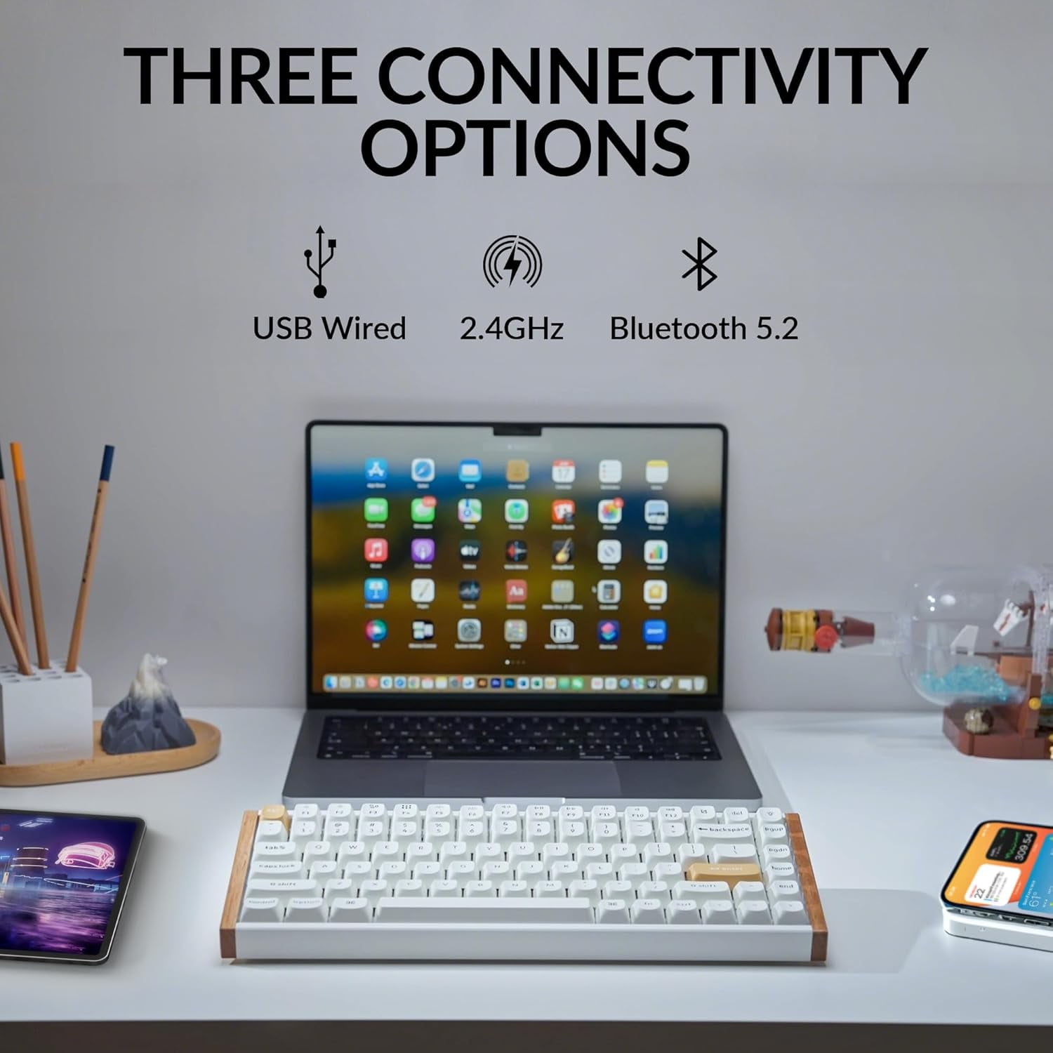 Keychron K2 HE Rapid Trigger Wireless Custom Mechanical Keyboard with Hall Effect Gateron Double-Rail Magnetic Switch, QMK 2.4 GHz Bluetooth 5.2 RGB Compatible with Mac Windows Linux