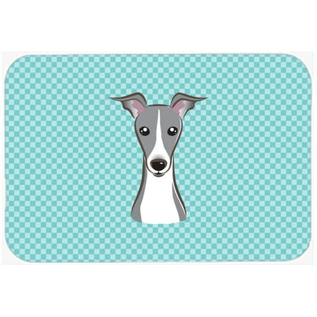 Checkerboard Blue Italian Greyhound Mouse Pad, Hot Pad or Trivet BB1174MP