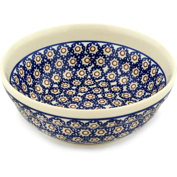 Polish Pottery 6½-inch Bowl (Daisy Stamps Theme) Hand Painted in Boleslawiec, Poland   Certificate of Authenticity