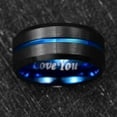 thumbnail image 2 of CUITING 8mm Tungsten Ring for Men Black Blue Wedding Bands with Center Groove Beveled Edges Size 4-17, 2 of 5