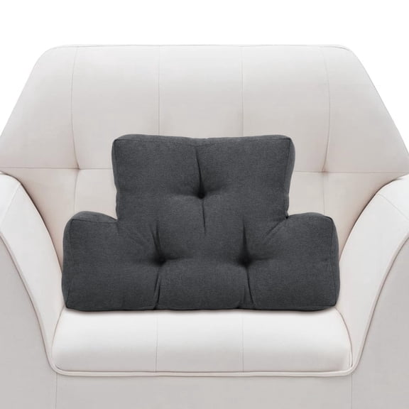 Baibu Lumbar Support Pillow for Recliner, Tufted Back Support Cushion for Sofa, Couch and Chair, Soft Filled Back Pillow, 23.5 x 15.6 x 4 Inches, Gray