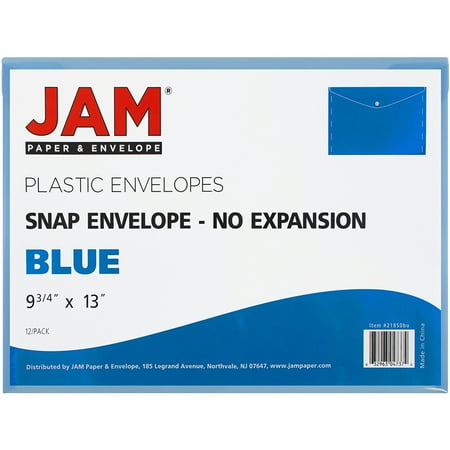 UPC: 0609465309743 | JAM Plastic Envelope with Snap Closure  Legal Booklet  9 3/4  x 14 1/2   Blue  12/pack
