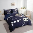 thumbnail image 3 of Erosebridal Football Sports Bedding Sets King Size,Soccer Theme Comforter Sets with Sheets,Deep Blue Bed in a Bag King Size For Teens, Ultra Soft Bedroom Decorative Reversible,7-Piece, 3 of 6