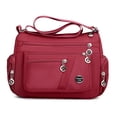 thumbnail image 2 of Porfeet Women Solid Color Multi Pockets Zip Shoulder Crossbody Bag Canvas Storage Pouch,Red, 2 of 10