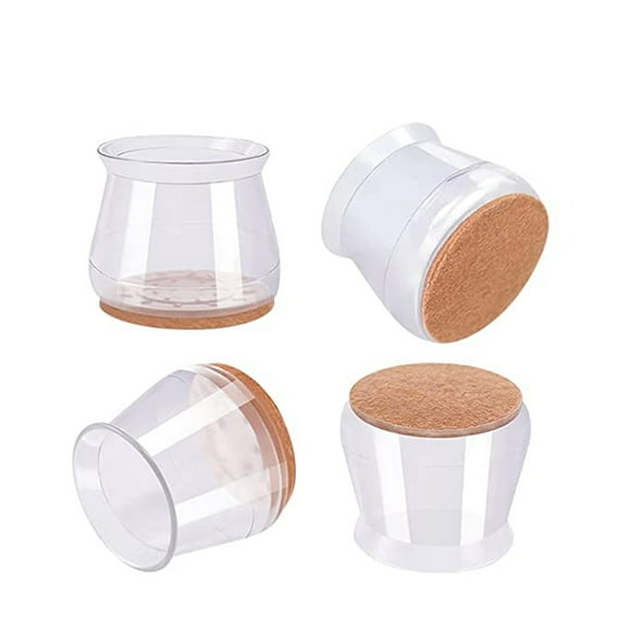 AUQ Lot de 4 Protecteurs de Pieds de Chaise pour Planchers de Bois Franc, Capuchons de Pieds de Chaise en Silicone avec Tampons en Feutre, Protecteurs de Sol pour Chaises Protègent les Carreaux des Rayures, Déplacement Fluide pour Pieds de Chaise - Petit