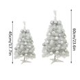 thumbnail image 3 of Mini Christmas Tree with Lights and Ornaments, 17.7" White Christmas Tree with Light, Artificial Tabletop Christmas Tree with Lights, Bownot Treetopper, for Home Office, Perfect Christmas Decorations, 3 of 5
