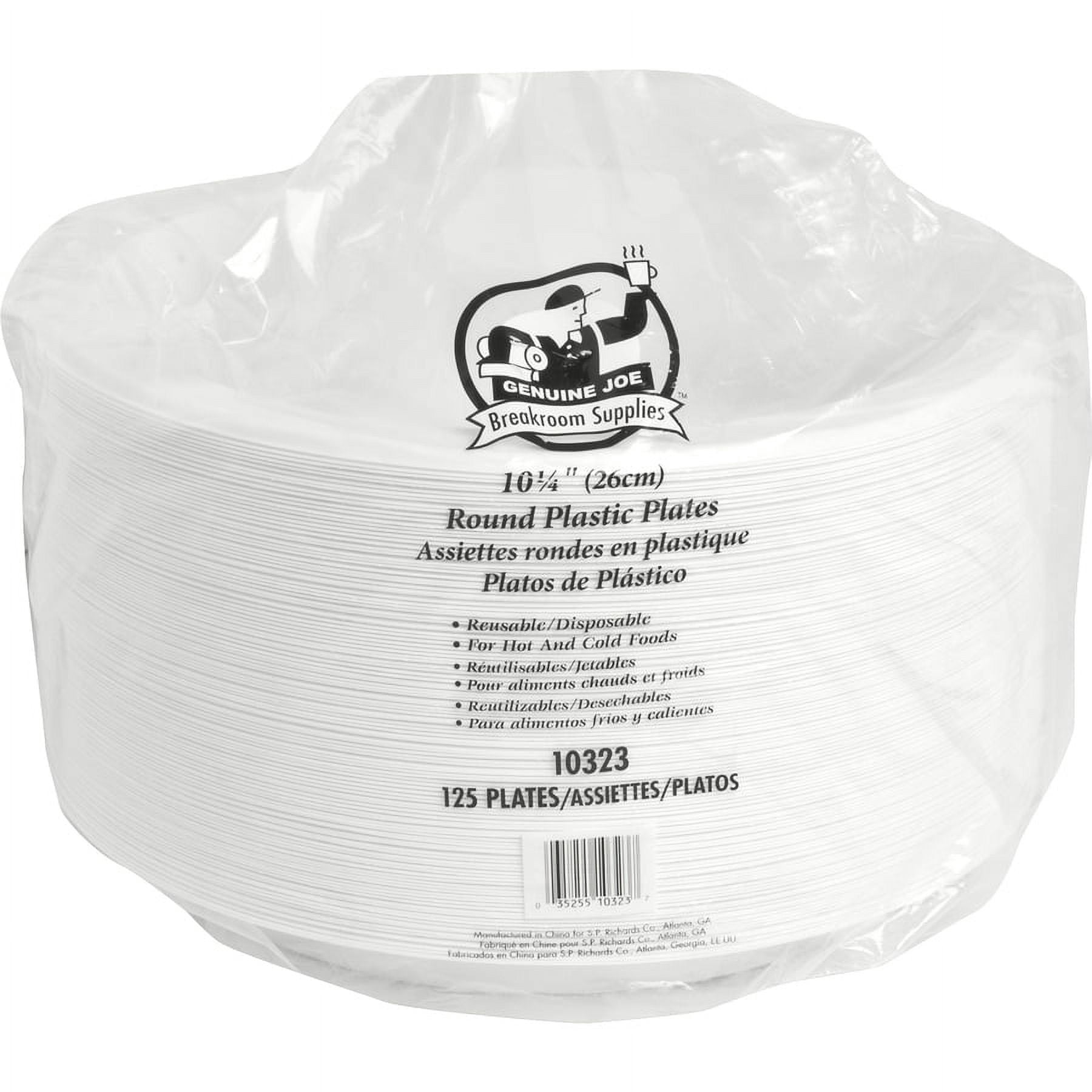 Genuine Joe 10-1/4" Large Plastic Plates - 125 / Pack - Disposable - Warm White - Plastic Body - 500 / Carton