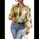 thumbnail image 1 of Camisas de Estilo Bohemio con Cuello en V, Botones y Mangas Largas con Estampado Floral para Mujer, para Otoño. Verde Amarillo S, 1 of 10
