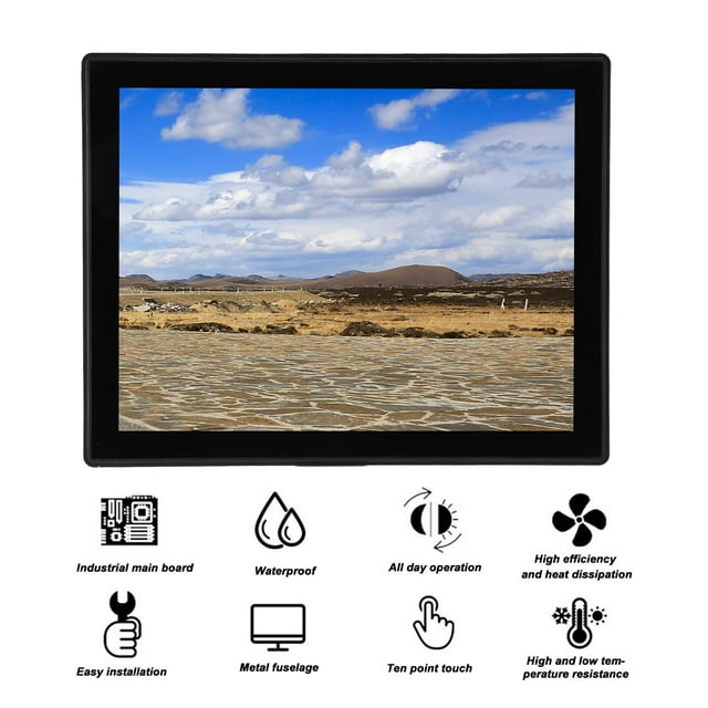 10 Point Multi Touch Screen Monitor, USB Interface IP65 Waterproof Heat Dissipation Touch Screen Monitor for Commercial Fields US Plug